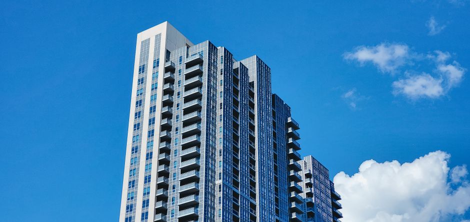 Modern condo tower typical of the Domain / North Burnet high-density district
