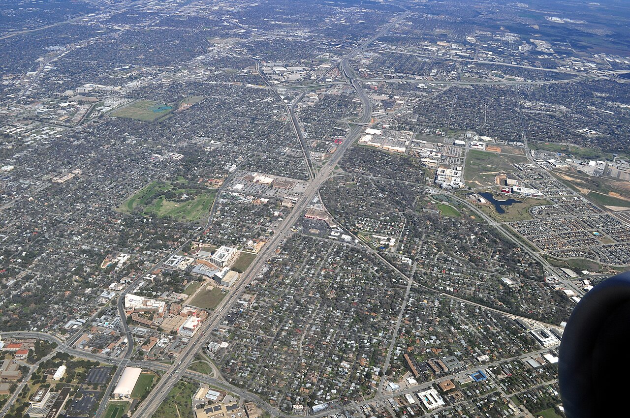 Aerial view of the Hancock and Cherrywood neighborhoods in central Austin
