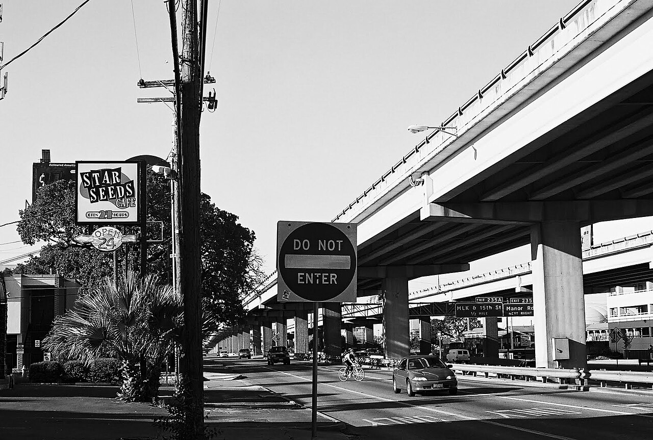 Residential street view in the Cherrywood neighborhood of Austin